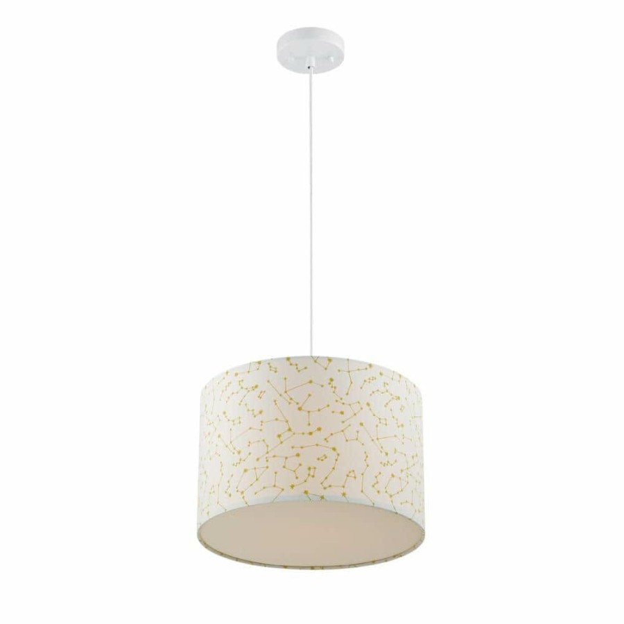 Pendant Lights * | Stella 1-Light Matte White Constellations Print Pendant Light By Globe Electric