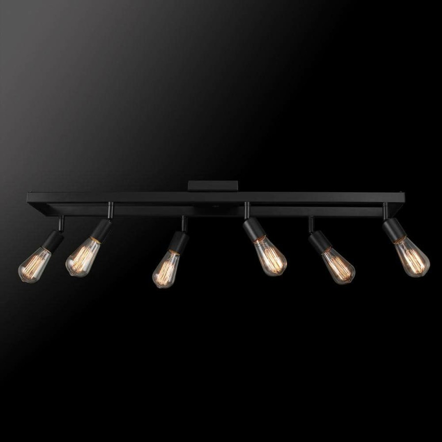 Track Lighting * | Weston 3 Ft. 6-Light Matte Black Fixed Track Lighting Kit By Globe Electric