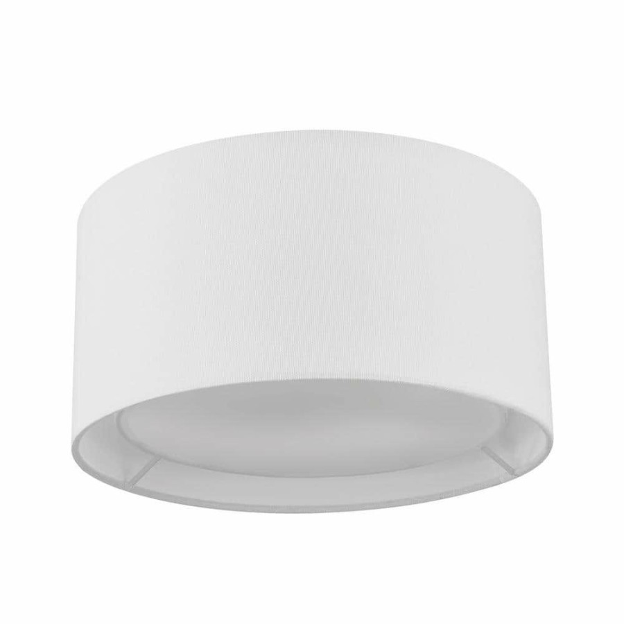 Flush Mount Lights * | Luna 12 In. 2-Lights Matte White Flush Mount With Matte Gold Accent By Globe Electric