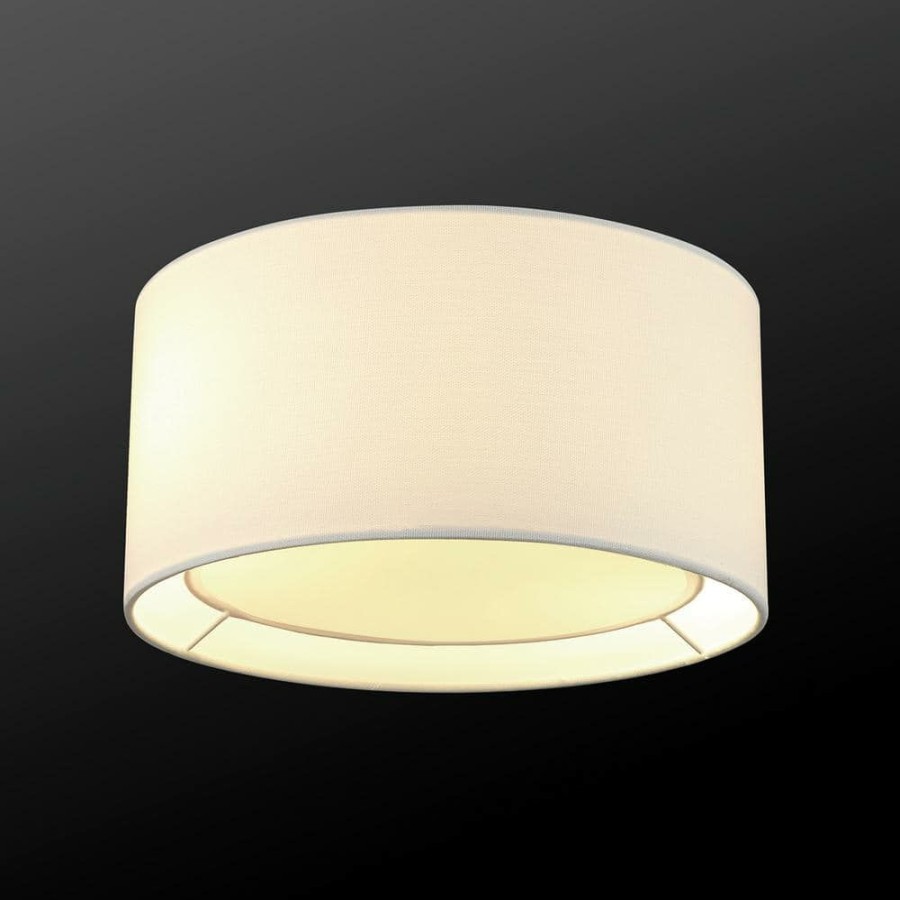 Flush Mount Lights * | Luna 12 In. 2-Lights Matte White Flush Mount With Matte Gold Accent By Globe Electric