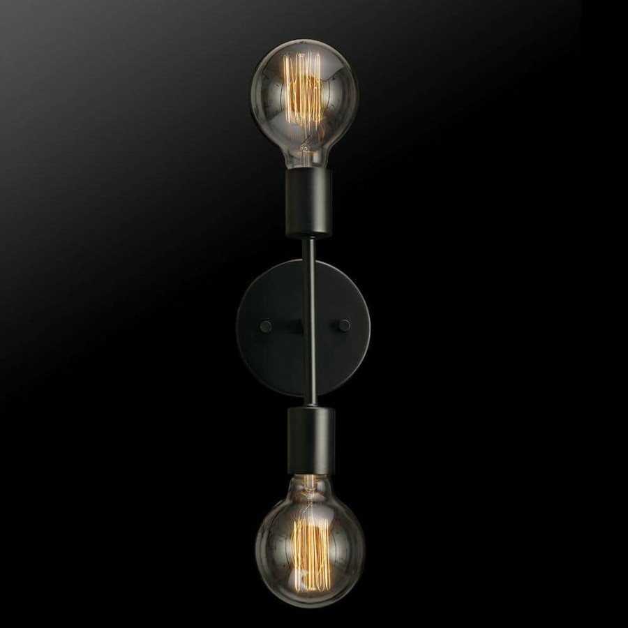 Vanity Lighting * | Alexandria 10 In. 2-Light Matte Black Reversible Vanity Light By Globe Electric