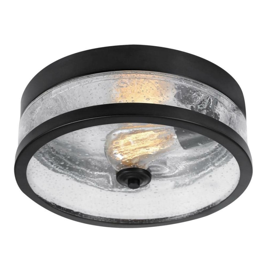 Flush Mount Lights * | Carolina 1-Light Dark Bronze Flush Mount Light By Globe Electric