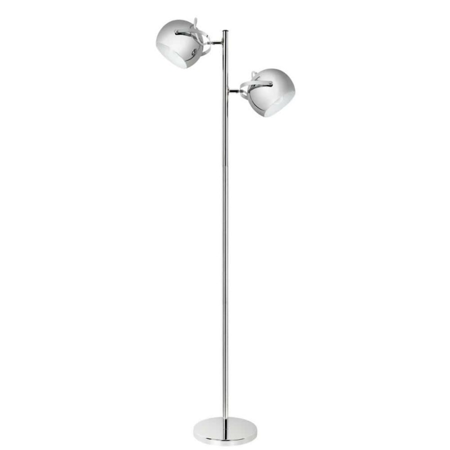 Lamps * | Miles 2-Light Adjustable Head Chrome Floor Lamp By Globe Electric