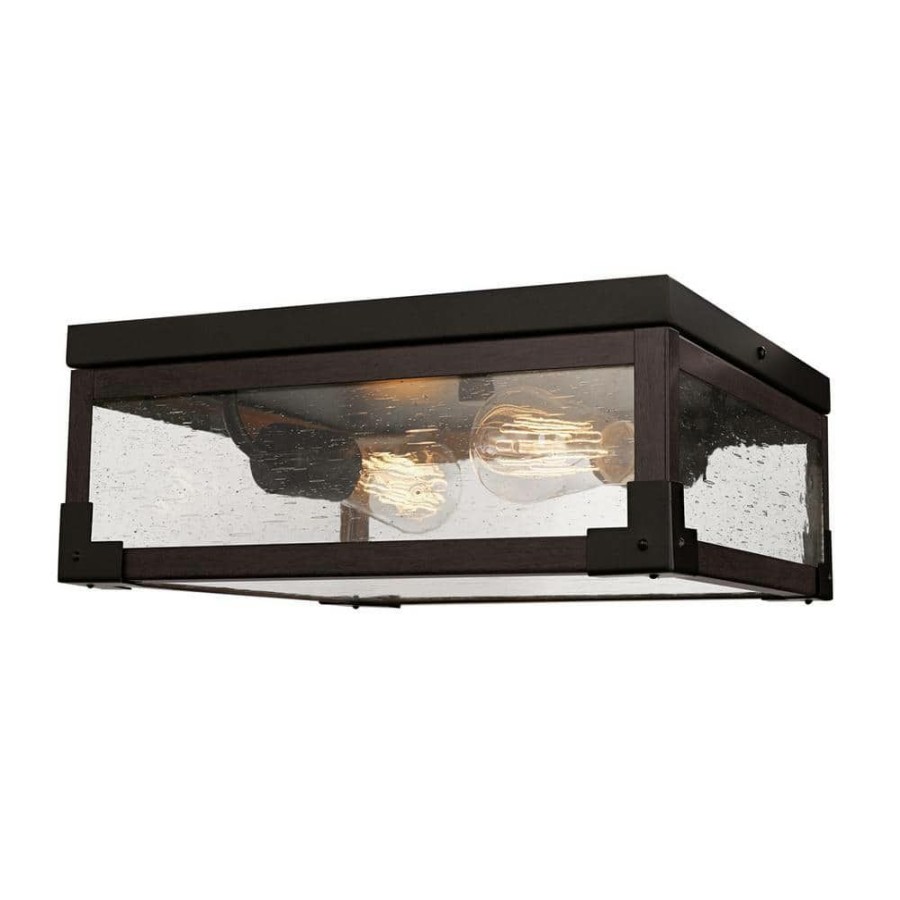 Flush Mount Lights * | Williamsburg 2-Light Dark Bronze Flush Mount Light By Globe Electric