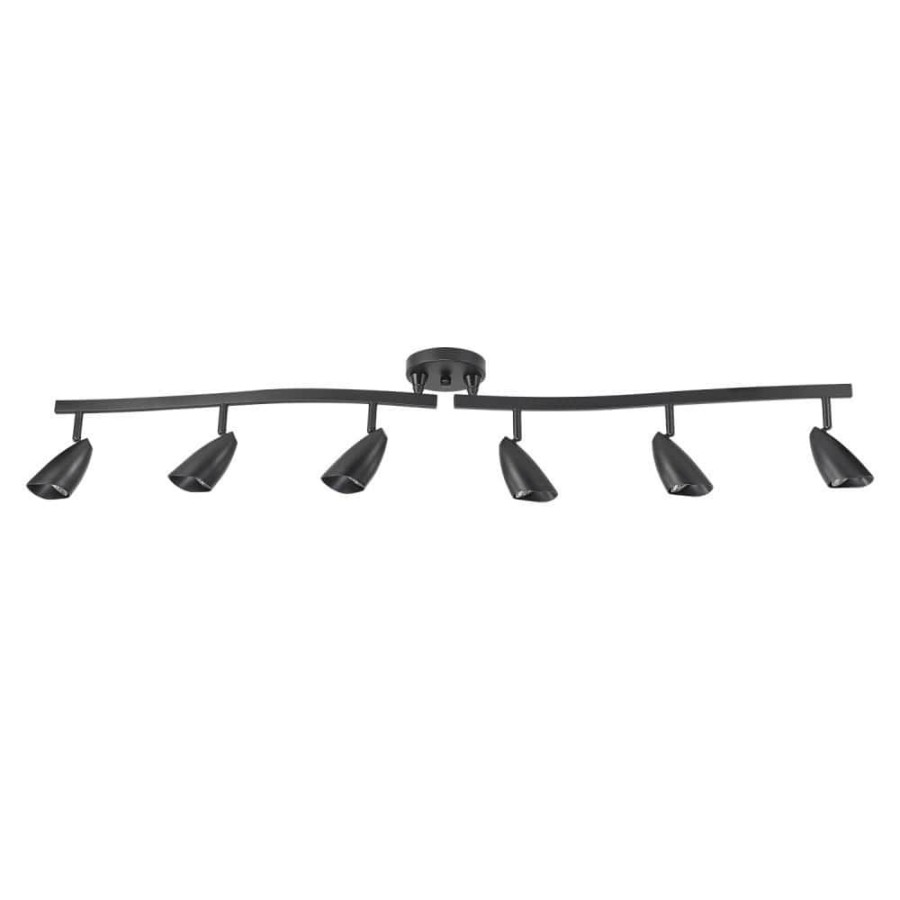 Track Lighting * | Grayson 4.4 Ft. 6-Light Matte Black Halogen Track Lighting Kit By Globe Electric