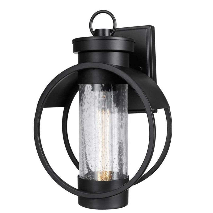 Outdoor Lighting * | Balvin 1-Light Black Outdoor Wall Lantern Sconce By Globe Electric