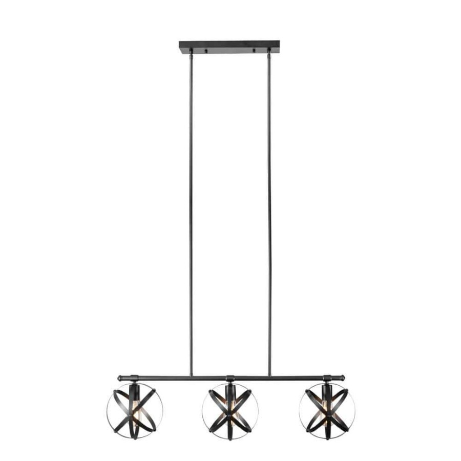 Chandeliers * | Tatum 3-Light Dark Bronze Linear Chandelier By Globe Electric