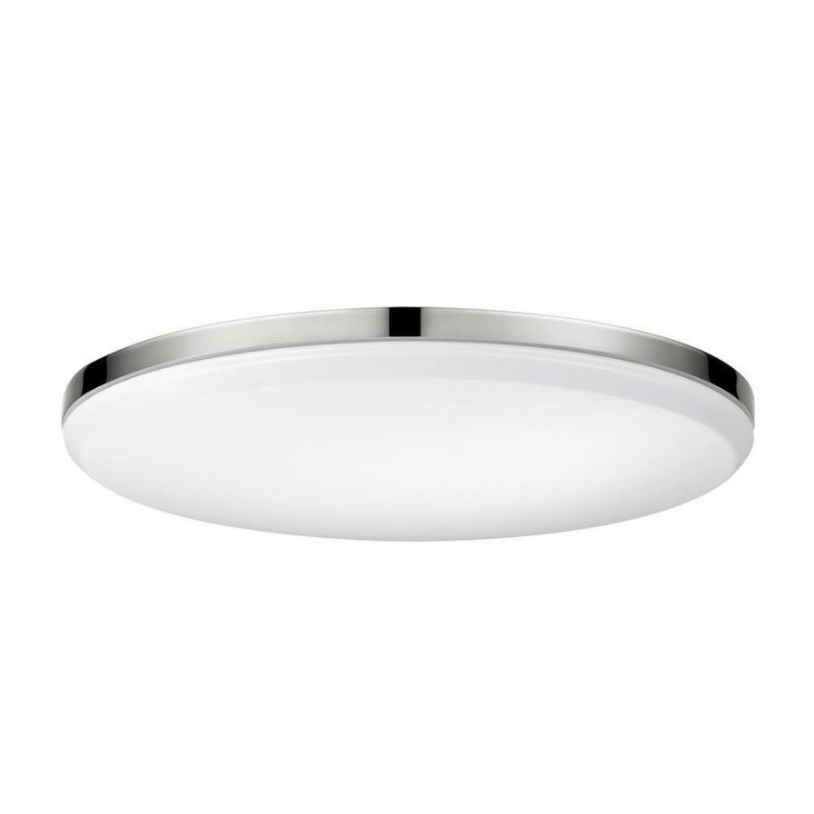 Flush Mount Lights * | Ellington 28-Watt Chrome Integrated Led Ceiling Flush Mount By Globe Electric