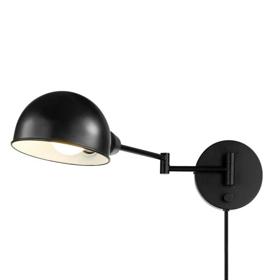 Wall Sconces * | Jones 1-Light Dark Bronze Plug-In Or Hardwire Wall Sconce With 6 Ft. Cord 15 Ft. Black Fabric Cord By Globe Electric