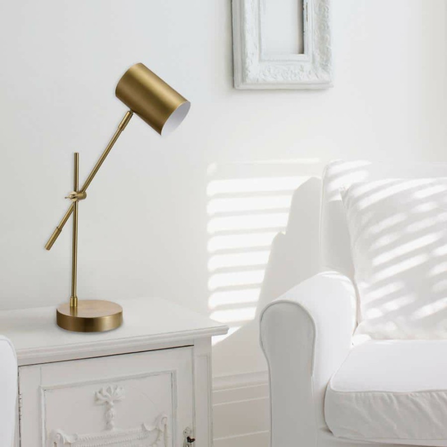 Lamps * | Pratt 20 In. Matte Brass Desk Lamp By Globe Electric