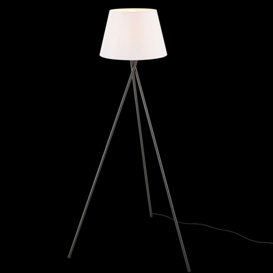 Lamps * | Allen 59 In. Matte Black Floor Lamp With White Linen Shade By Globe Electric