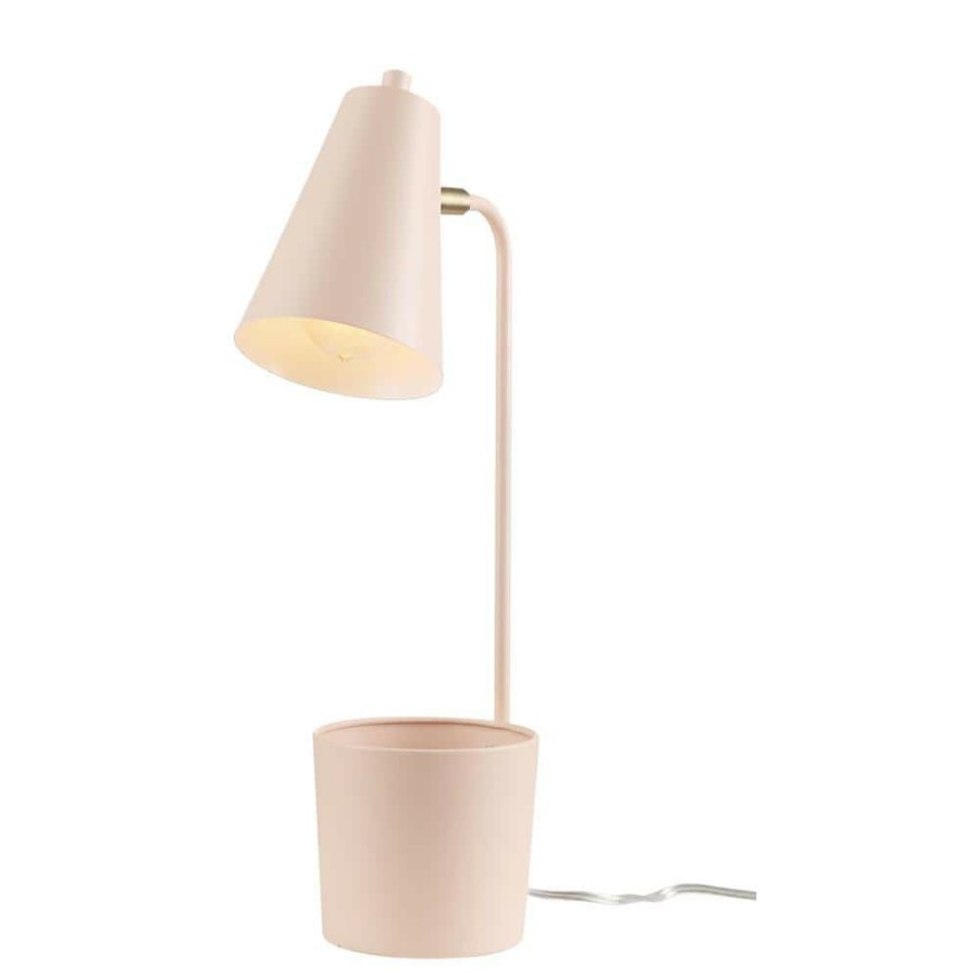 Lamps * | Taylor 18 In. Matte Pink Organizer Desk Lamp With Brass Pivot Joint, Switch On Shade By Globe Electric