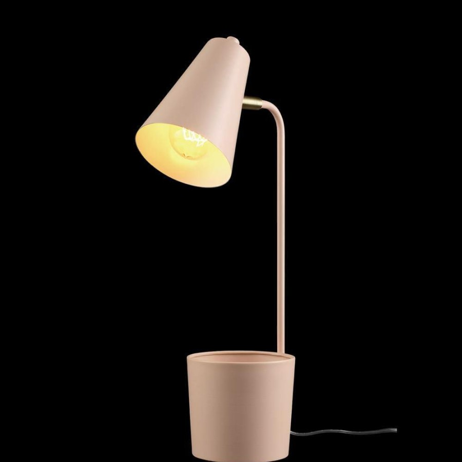 Lamps * | Taylor 18 In. Matte Pink Organizer Desk Lamp With Brass Pivot Joint, Switch On Shade By Globe Electric