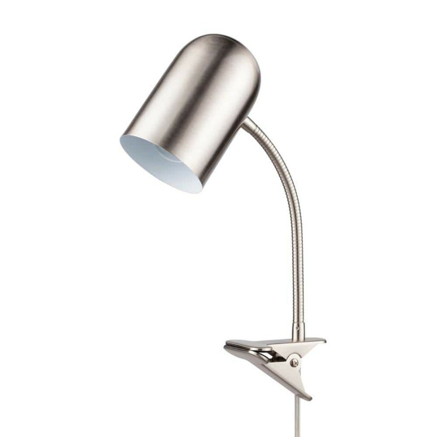 Lamps * | Carter 15 In. Brushed Nickel Clip-Arm Desk Lamp With Adjustable Gooseneck By Globe Electric