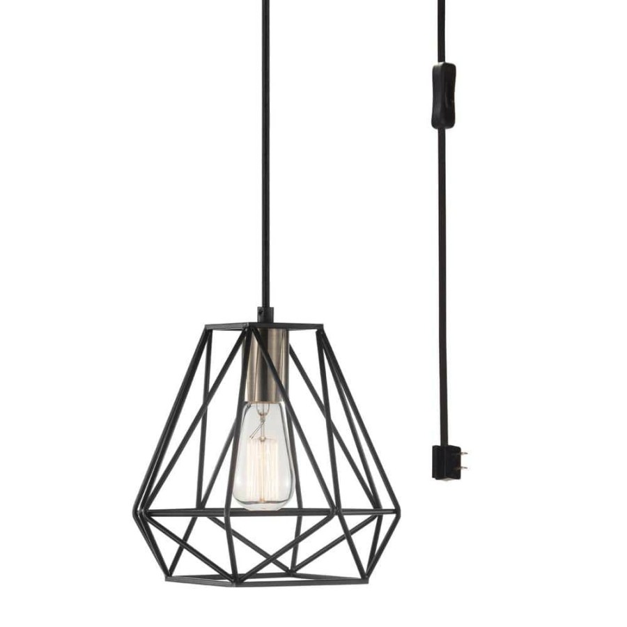 Pendant Lights * | Sansa 1-Light Dark Bronze Plug-In Or Hardwire Pendant Lighting By Globe Electric