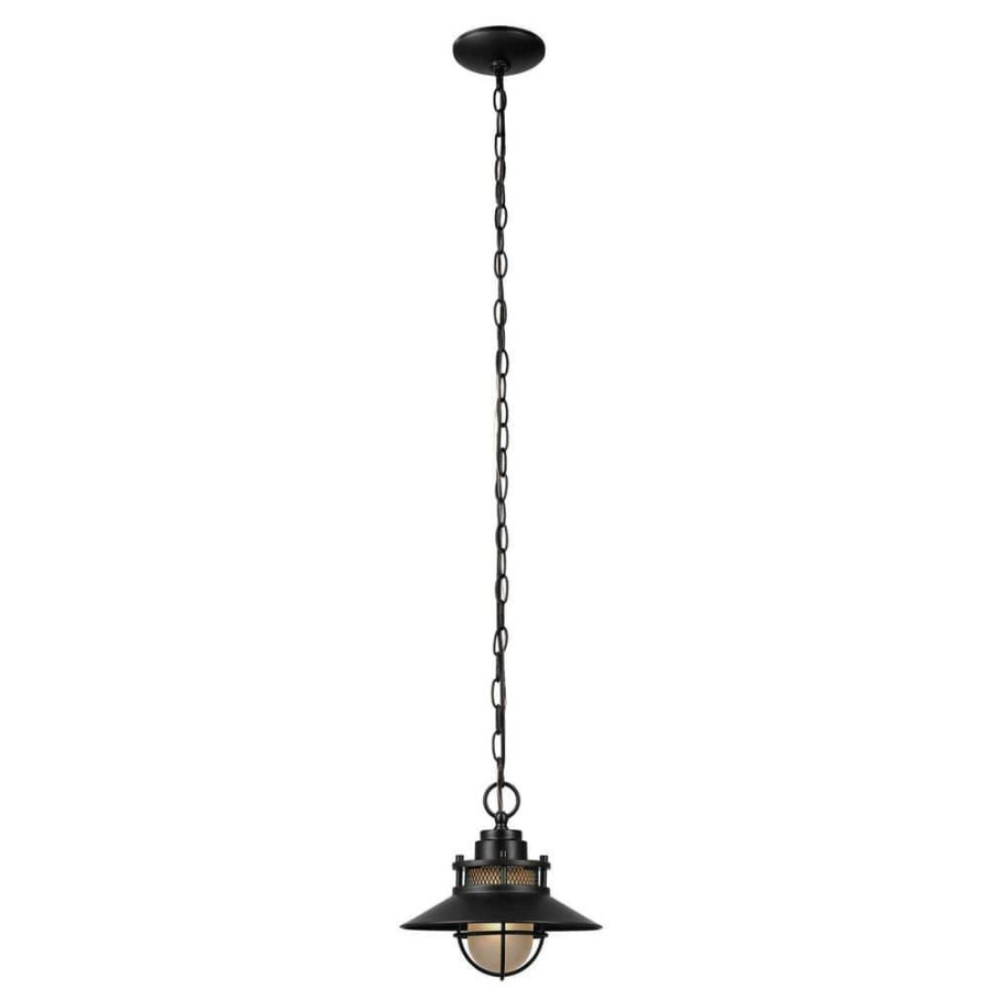 Outdoor Lighting * | Liam Matte Black Hanging Outdoor Pendant By Globe Electric