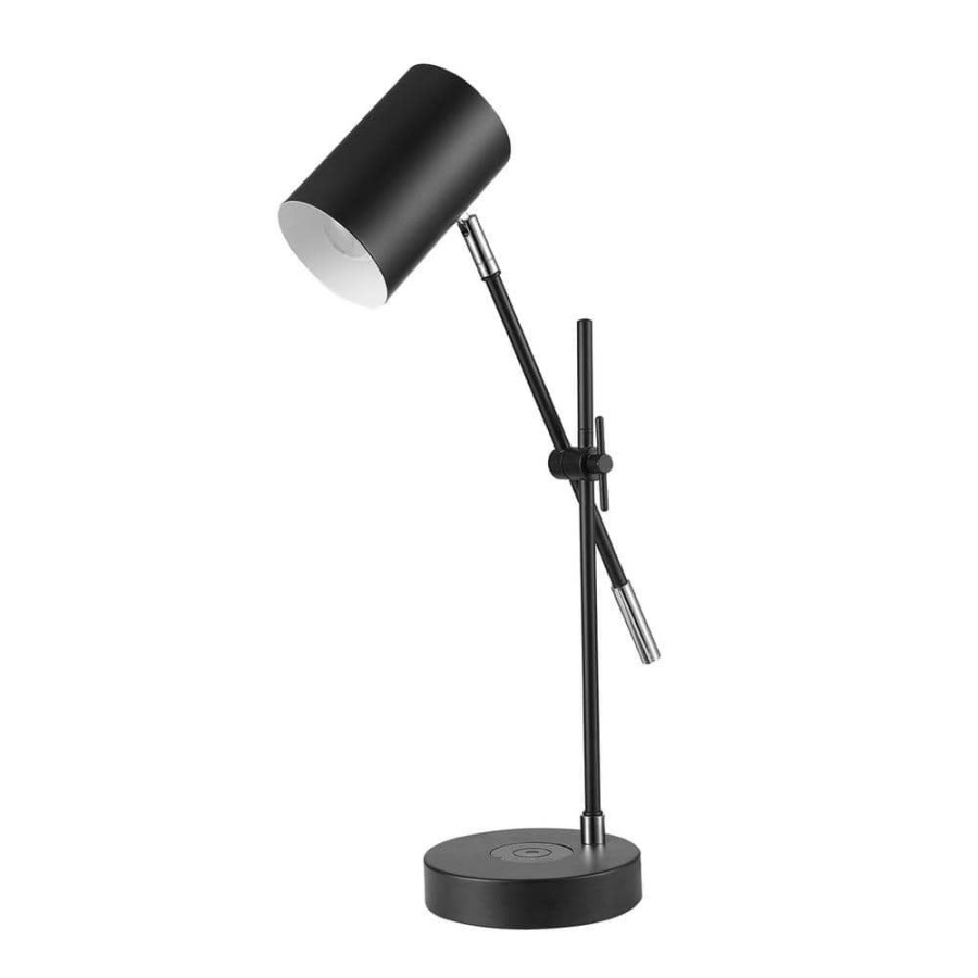 Lamps * | Tech Series 18 In. Matte Black Balance Arm Desk Lamp With Wireless Charging By Globe Electric