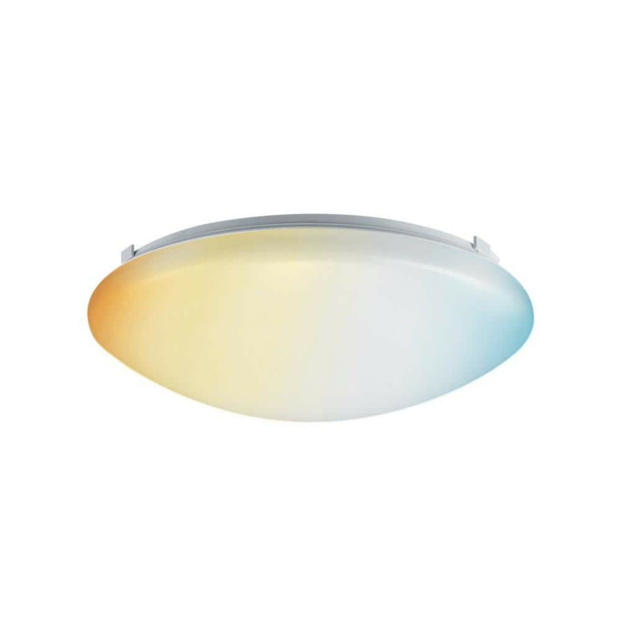 Flush Mount Lights * | 11 In. Dimmable Selectable Integrated Led Puff Flush Mount Light With Adjustable Color Temperature Duobright Technology By Globe Electric