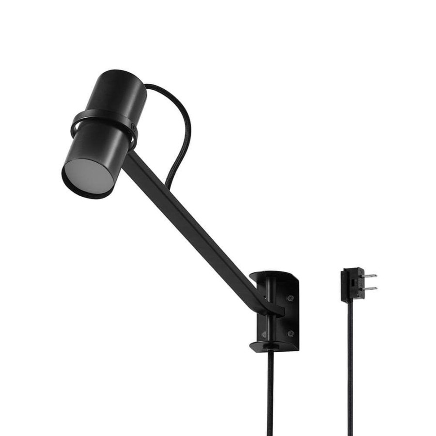 Wall Sconces * | Mrdk By Globe 1-Light Matte Black Led Integrated Plug In Wall Sconce With Swing Arm And And Adjustable Shade By Globe Electric