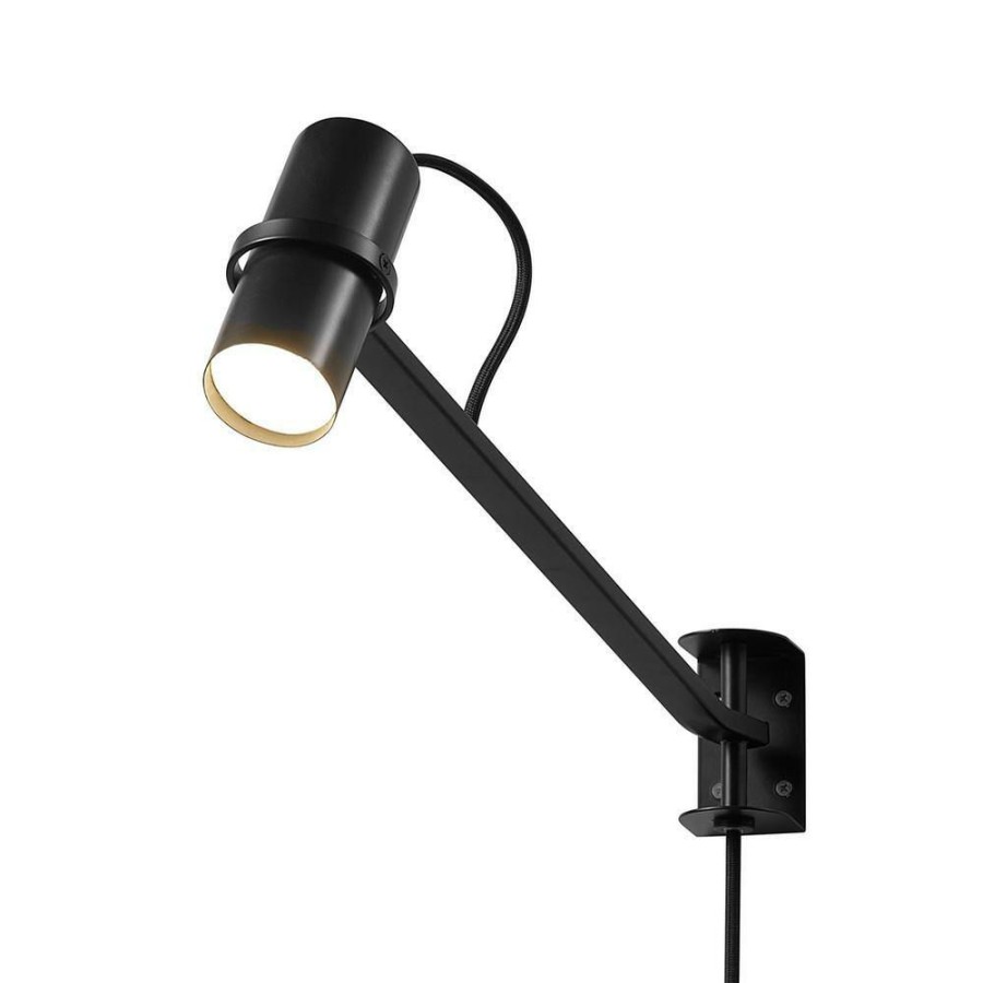 Wall Sconces * | Mrdk By Globe 1-Light Matte Black Led Integrated Plug In Wall Sconce With Swing Arm And And Adjustable Shade By Globe Electric