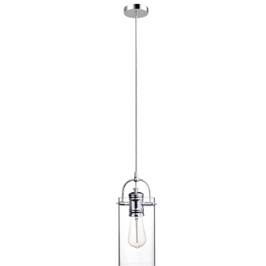 Chandeliers * | Jennings 1-Light Chrome Plug-In Or Hardwire Pendant Lighting With 15 Ft. Cord By Globe Electric