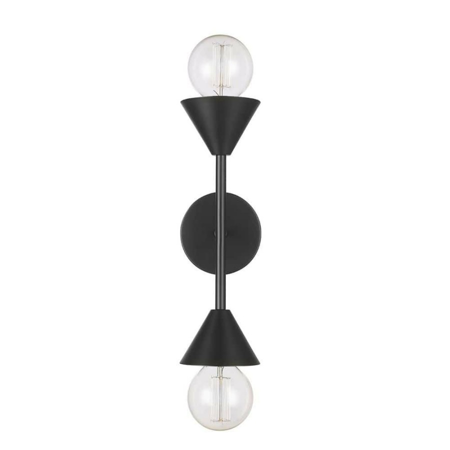 Vanity Lighting * | Avery 2-Light Matte Black Plug-In Or Hardwire Wall Sconce By Globe Electric