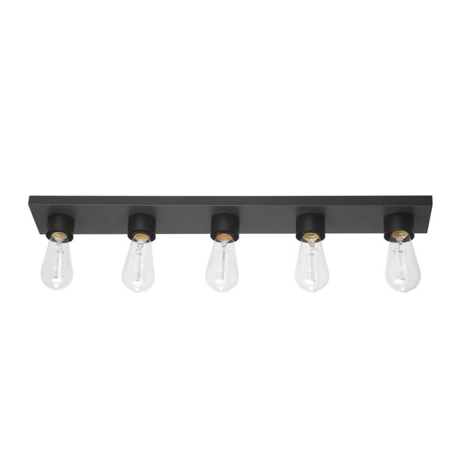 Vanity Lighting * | Alden 27.97 In. 5-Light Matte Black Vanity Light By Globe Electric