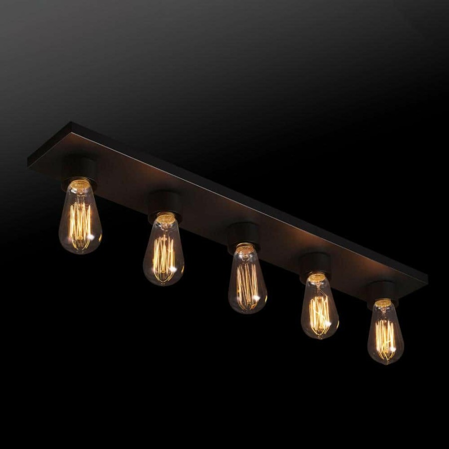 Vanity Lighting * | Alden 27.97 In. 5-Light Matte Black Vanity Light By Globe Electric