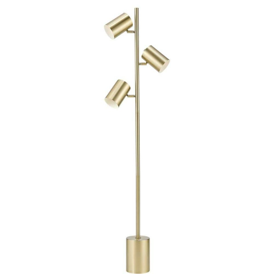 Lamps * | Pratt 63 In. 3-Light Matte Soft Gold Floor Lamp With Large Weighted Base By Globe Electric