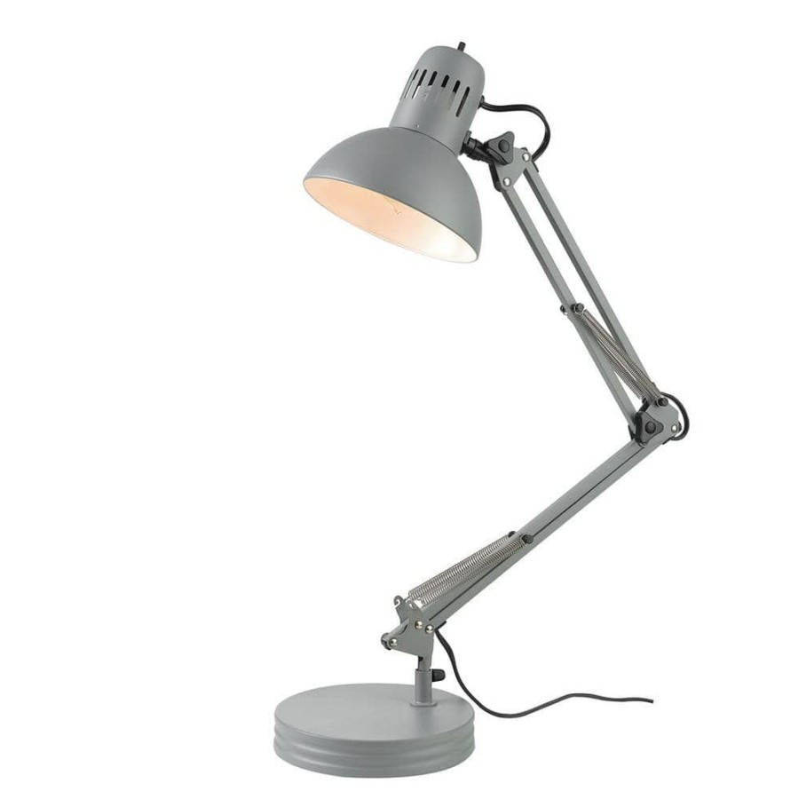 Lamps * | Architect 28 In. Matte Gray Balanced Arm Desk Lamp With Interchangeable Base And Clamp Arm Design By Globe Electric