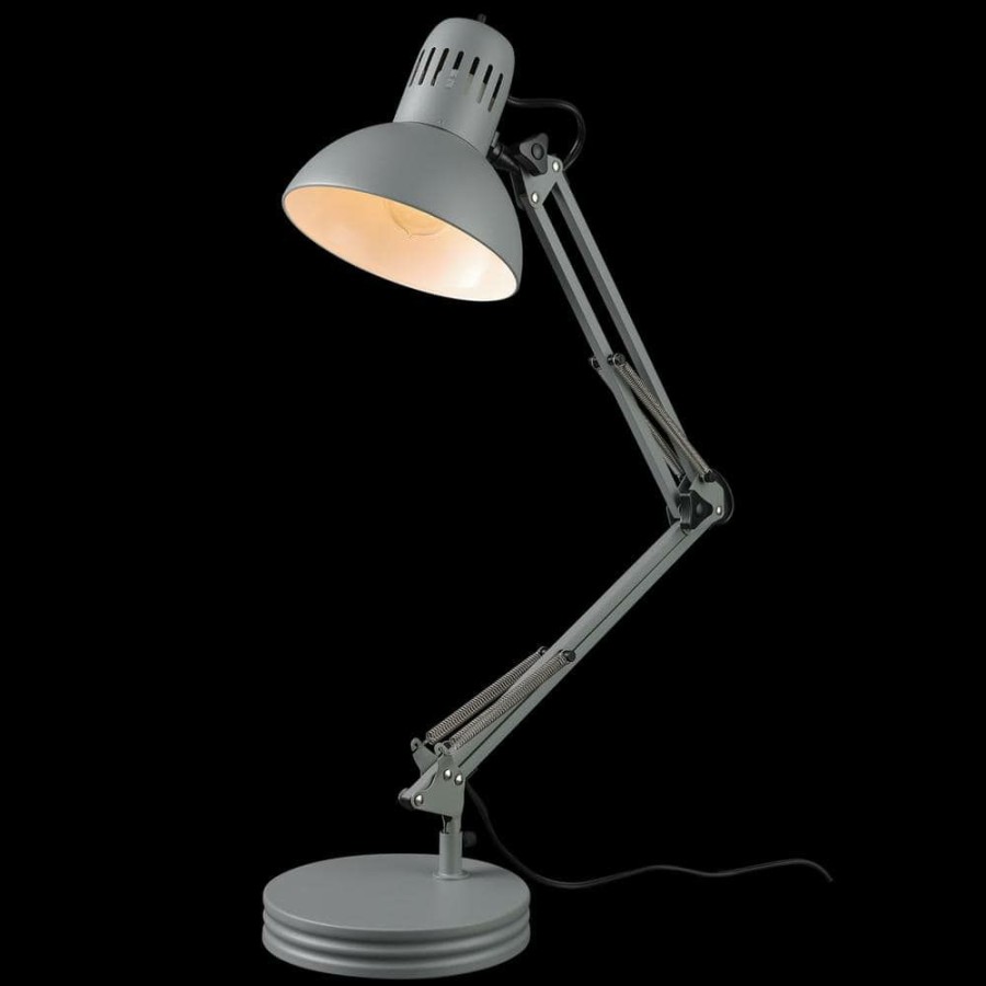 Lamps * | Architect 28 In. Matte Gray Balanced Arm Desk Lamp With Interchangeable Base And Clamp Arm Design By Globe Electric