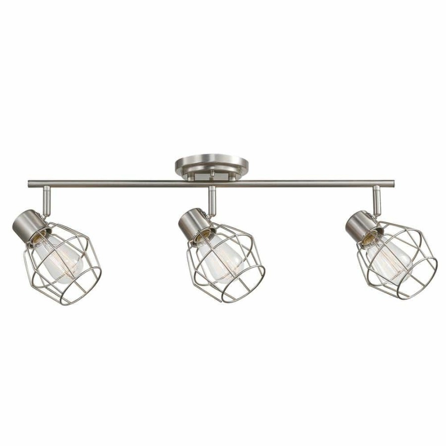 Track Lighting * | Cedric 3-Light Brushed Nickel Track Lighting Kit, Incandescent Bulbs Included By Globe Electric