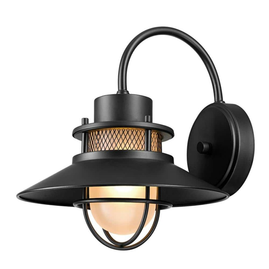 Outdoor Lighting * | Liam 1-Light Matte Black Outdoor Wall Lantern Sconce By Globe Electric