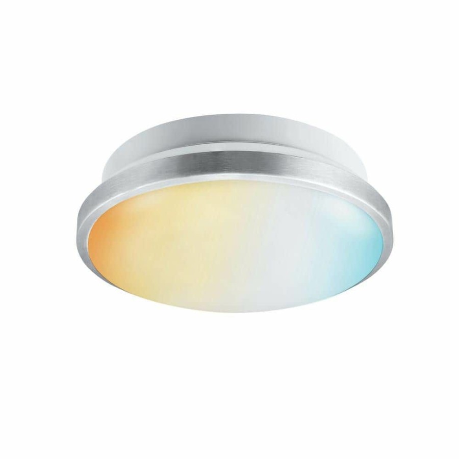 Flush Mount Lights * | 14 In. Dimmable Selectable Led Integrated Flush Mount Light With Adjustable Color Temperature Duobright Technology By Globe Electric