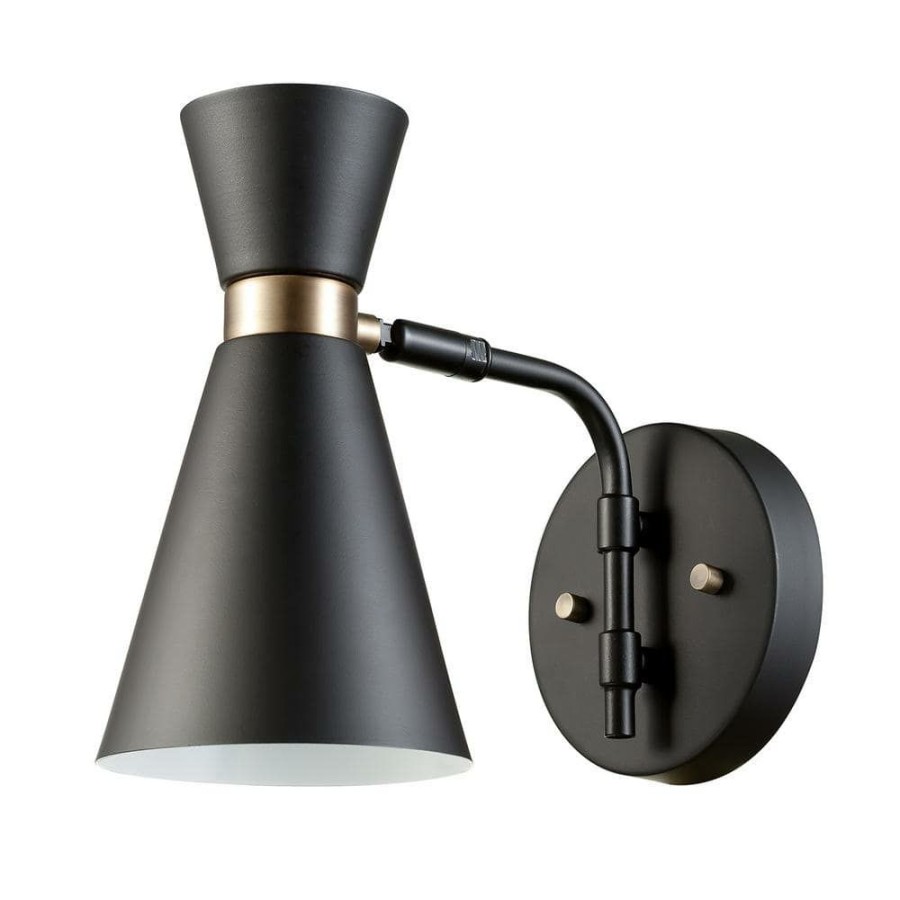 Wall Sconces * | Belmont 1-Light Black Sconce By Globe Electric