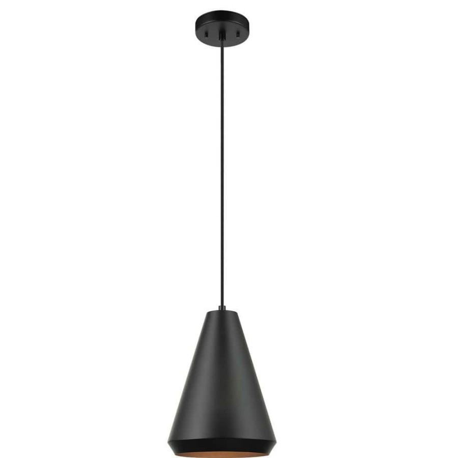 Pendant Lights * | Harvey 1-Light Matte Black Pendant Lighting By Globe Electric