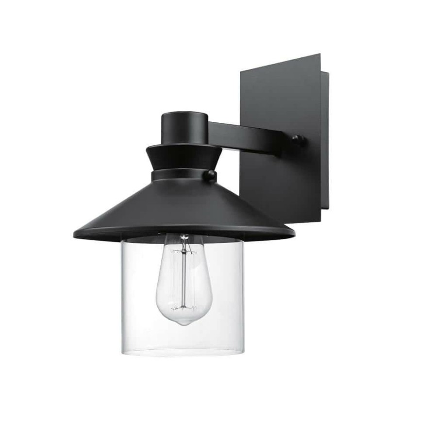 Outdoor Lighting * | Westminster 1-Light Black Outdoor Indoor Wall Lantern Sconce With Clear Glass Shade By Globe Electric