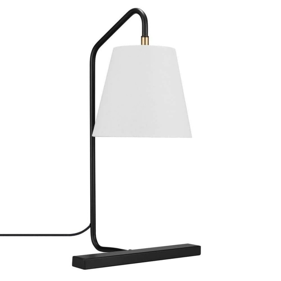 Lamps * | Charvi 20 In. Dark Bronze Desk Lamp With White Fabric Shade, Cec Title 20 Led Bulb Included By Globe Electric