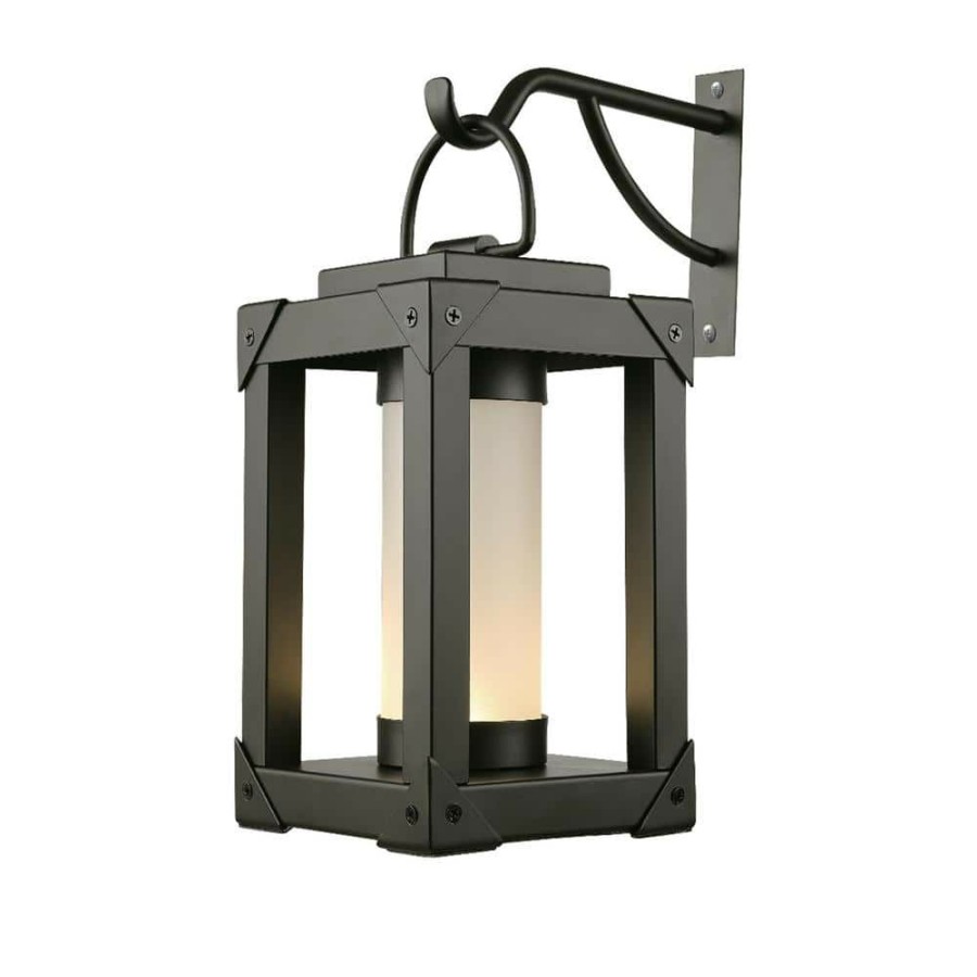 Outdoor Lighting * | Rhye 1-Light Bronze Battery-Operated Led Integrated Outdoor Wall Lantern Sconce With Frosted Acrylic Panels 1-Pack By Globe Electric