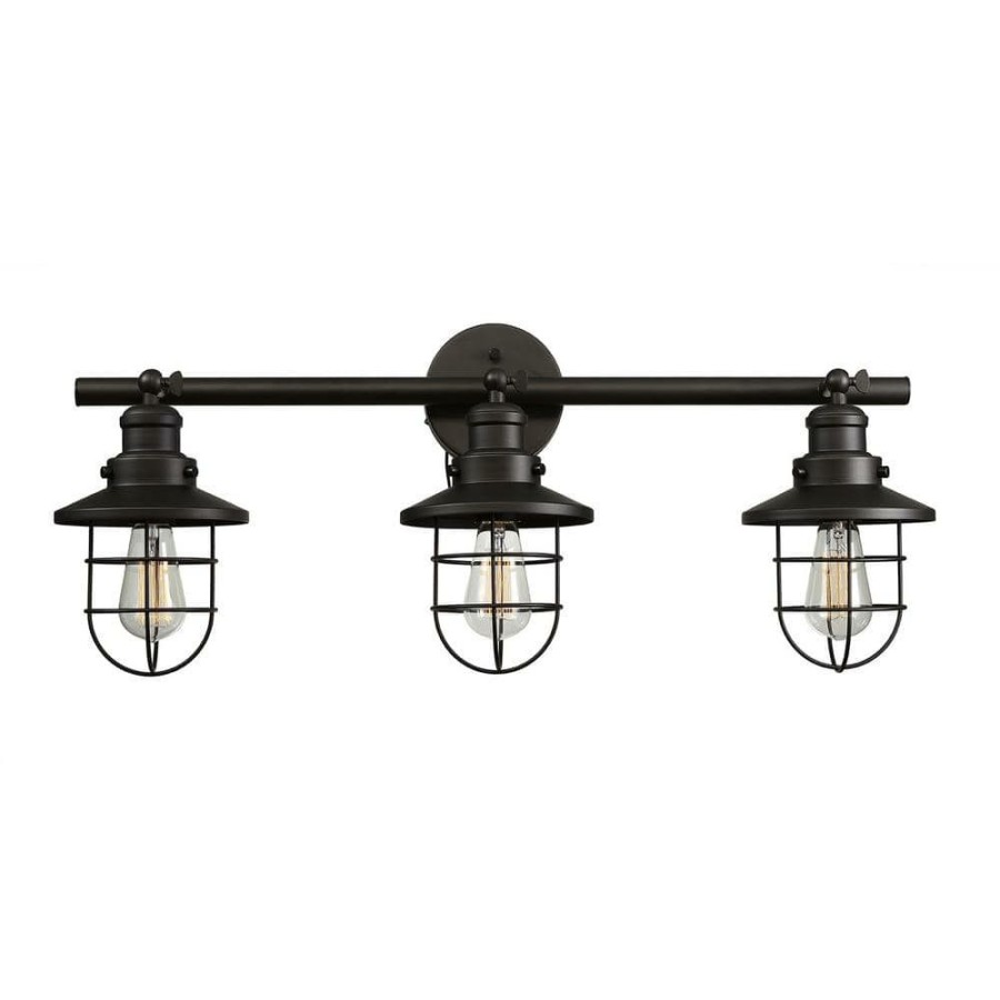 Vanity Lighting * | Beaufort 3-Light Oil Rubbed Bronze Sconce By Globe Electric