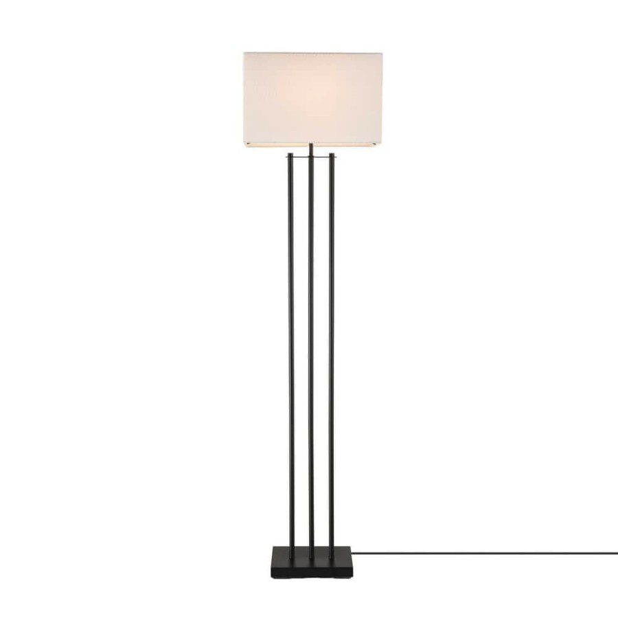 Lamps * | Ricci 62 In. Matte Black Floor Lamp With White Fabric Shade By Globe Electric