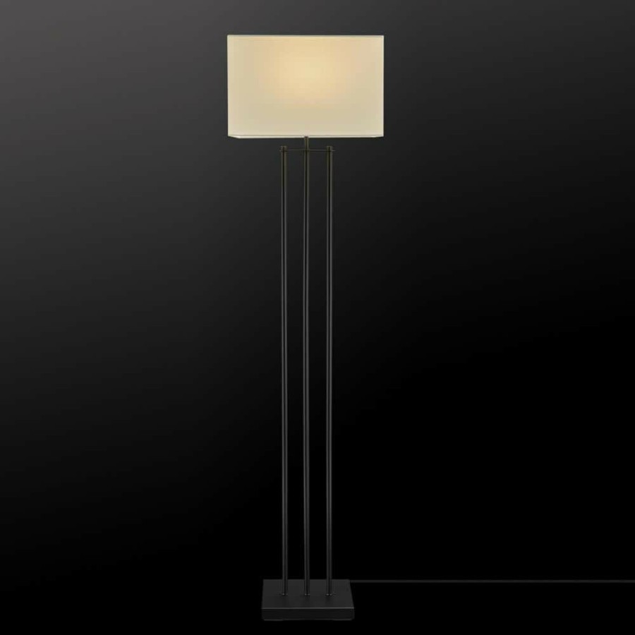 Lamps * | Ricci 62 In. Matte Black Floor Lamp With White Fabric Shade By Globe Electric