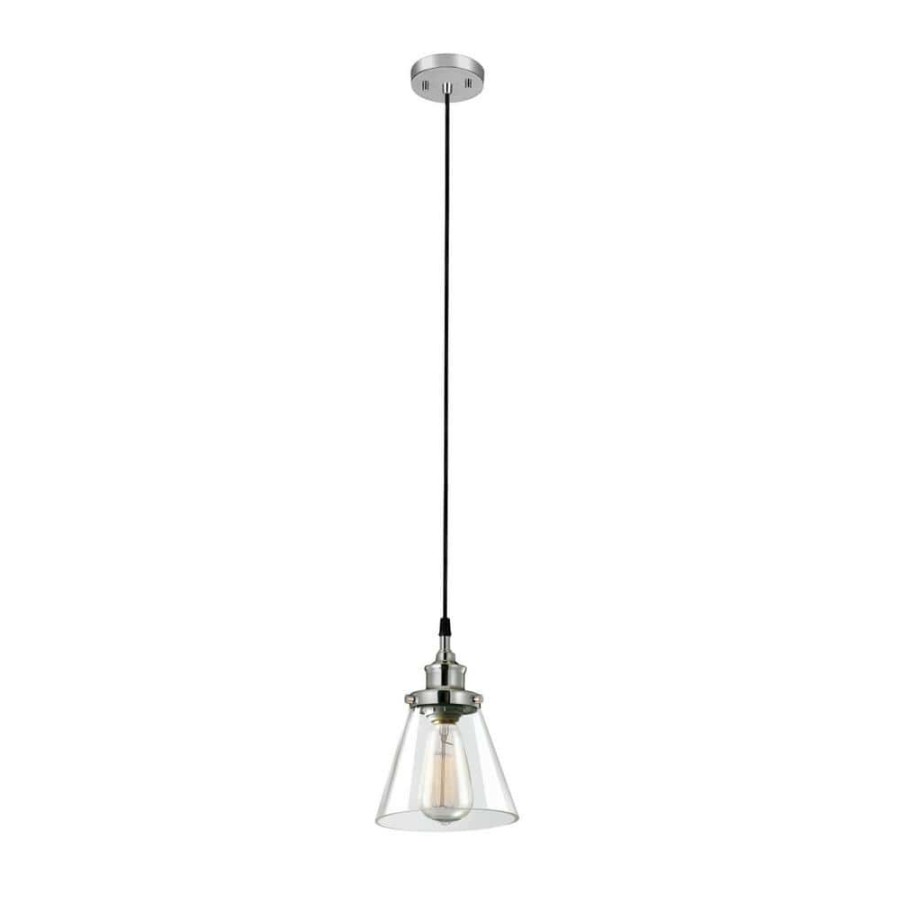 Chandeliers * | Parker 1-Light Plug-In Or Hardwire Chrome Pendant Light With Clear Glass Shade By Globe Electric