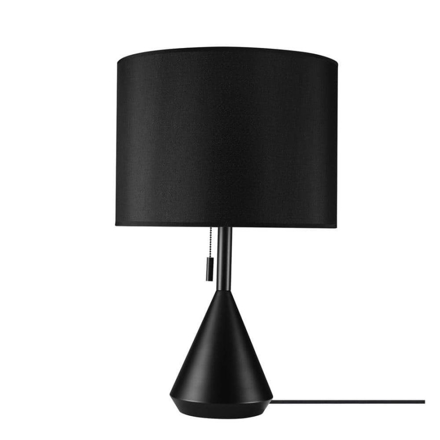 Lamps * | Kara 23.05 In. Black Table Lamp With Black Fabric Shade And Cec Title 20 Led Bulb Included By Globe Electric