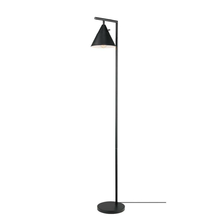 Lamps * | Tristan 65 In. Matte Black Floor Lamp With Pivoting Task Shade And Stepless Rotary Dimmer Switch By Globe Electric