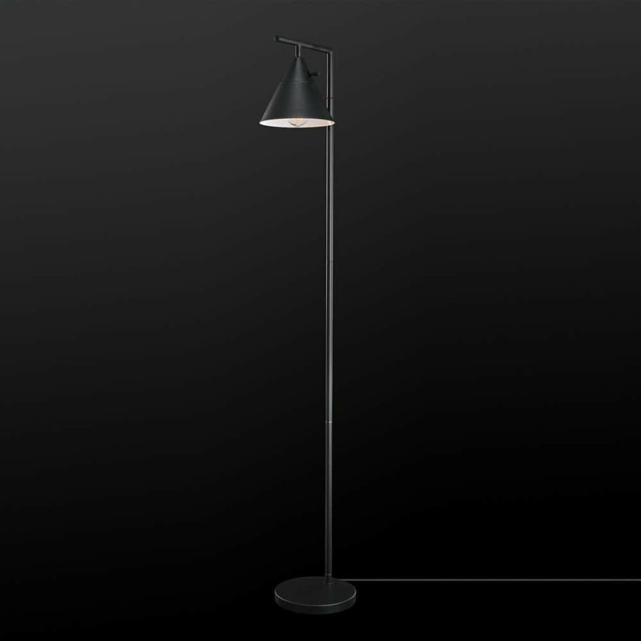 Lamps * | Tristan 65 In. Matte Black Floor Lamp With Pivoting Task Shade And Stepless Rotary Dimmer Switch By Globe Electric