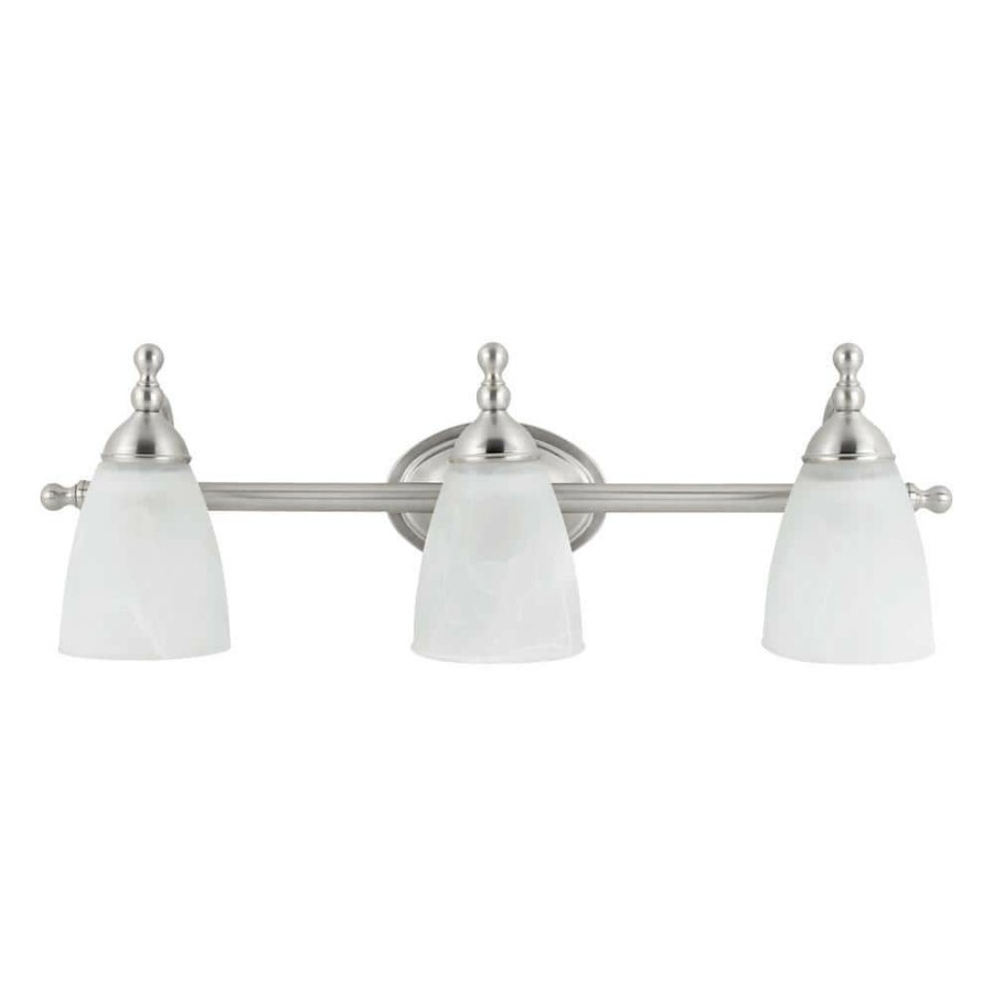 Vanity Lighting * | Diana 3-Light Satin Nickel Bath Vanity Light By Globe Electric