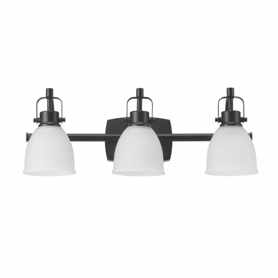 Vanity Lighting * | Gilroy 22.19 In. 3-Light Matte Black Integrated Led Vanity Light With Frosted Glass Shades, Selectable Color Temperature By Globe Electric