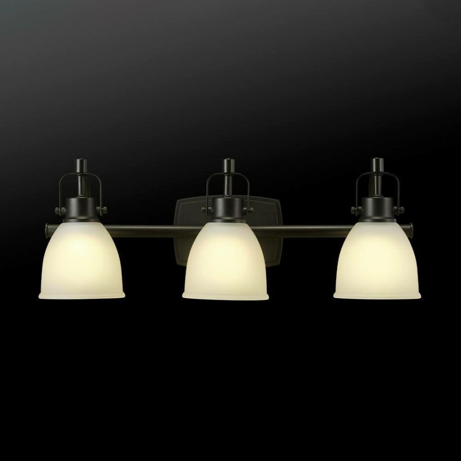 Vanity Lighting * | Gilroy 22.19 In. 3-Light Matte Black Integrated Led Vanity Light With Frosted Glass Shades, Selectable Color Temperature By Globe Electric