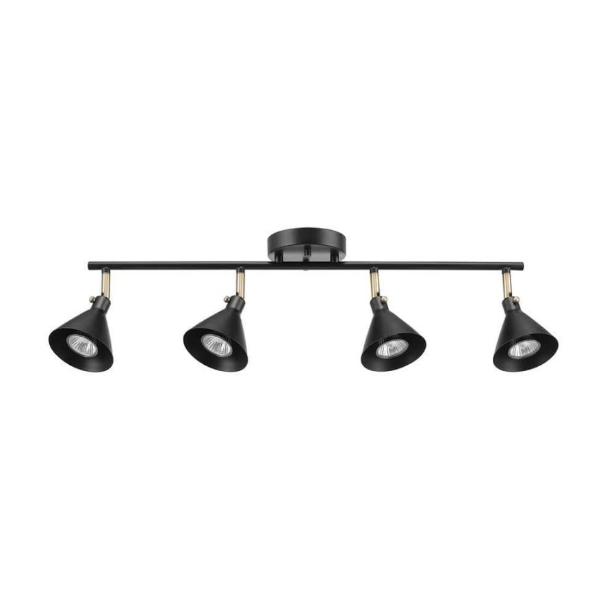 Track Lighting * | Tristan 2.17 Ft. 4-Light Matte Black Linear Track Lighting Kit By Globe Electric